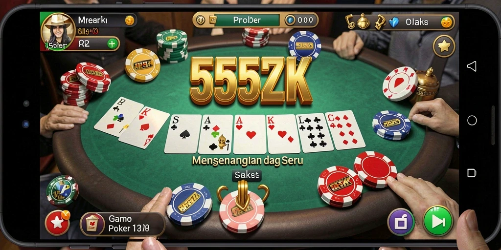 Tampilan menarik dari gameplay poker yang seru.