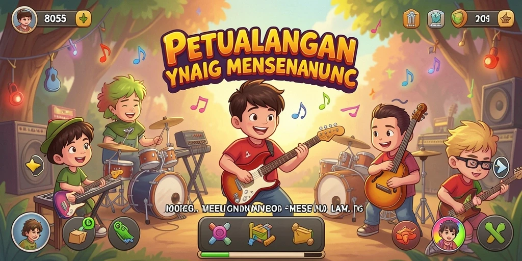 Screenshot gameplay 8055 menampilkan keseruan bermain musik.