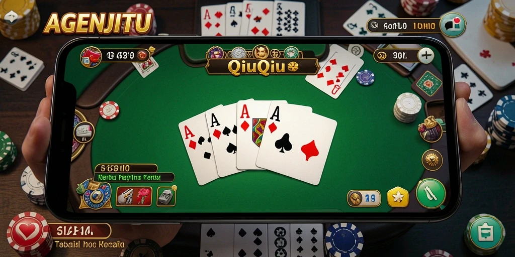 Tampilan gameplay seru dalam AGENJITU saat bermain QiuQiu.