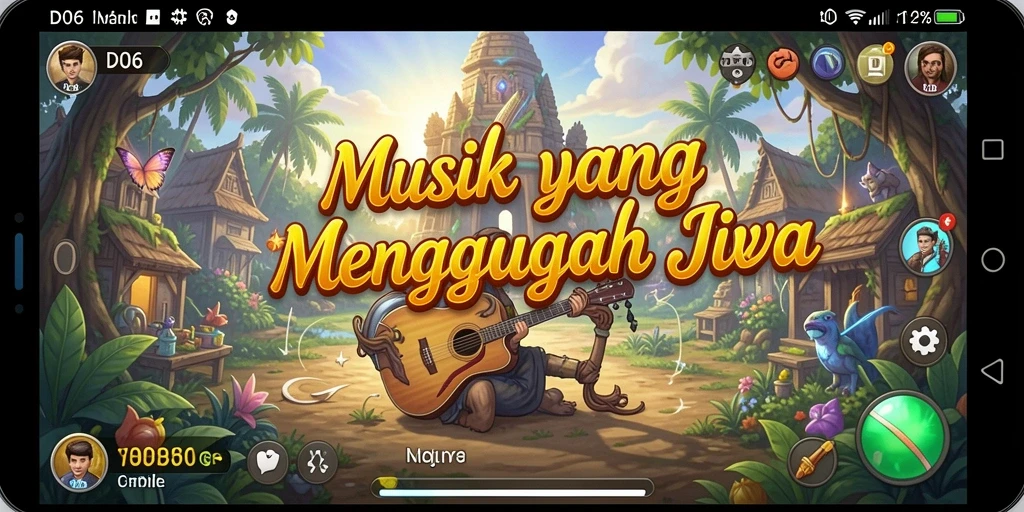 Screenshot utama D06 menampilkan antarmuka dengan berbagai pilihan musik.