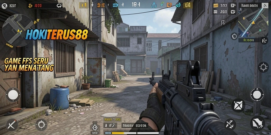 Tampilan gameplay intens HOKITERUS88 dalam aksi tembak-menembak.