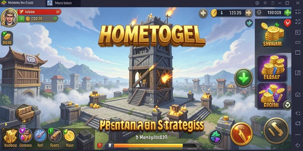 Tangkapan layar HOMETOGEL menampilkan aksi pertahanan menara yang mendebarkan.