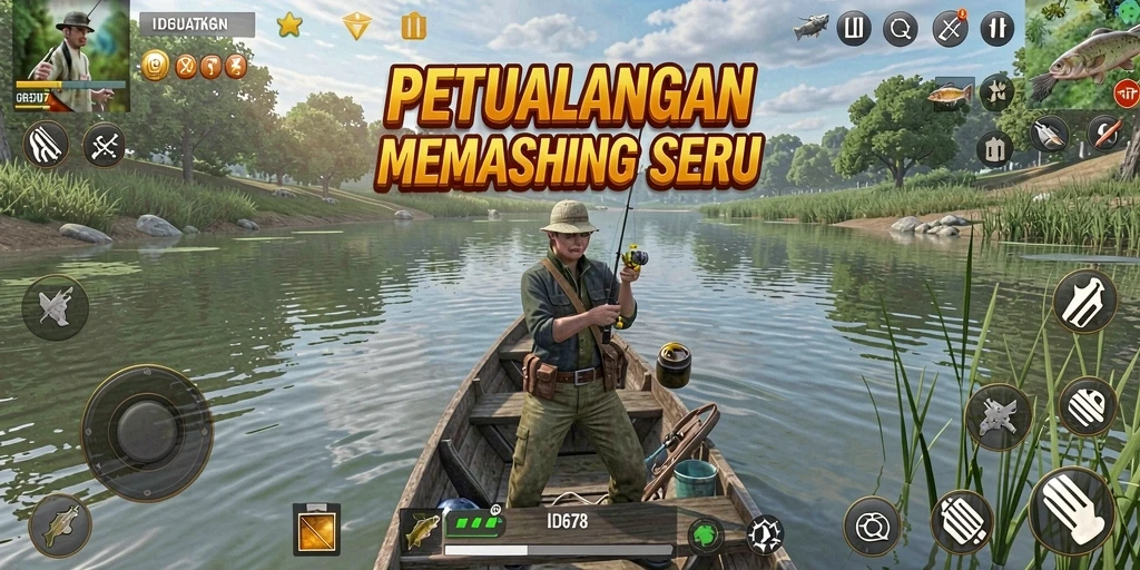 Gameplay ID678 menampilkan pengalaman memancing yang mendalam dan menyanangkan.