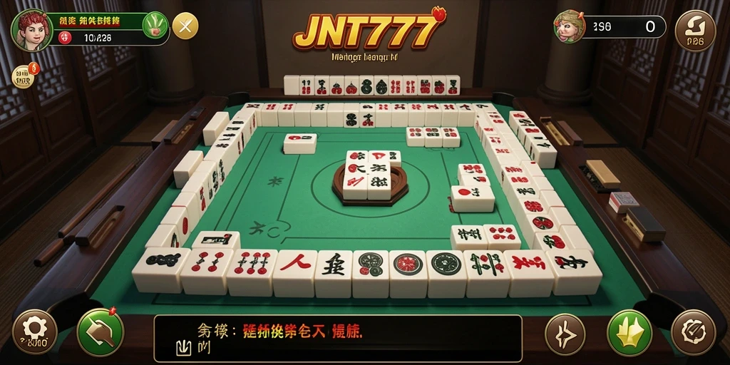 Tampilan gameplay JNT777 dengan desain ubin Mahjong yang menarik.