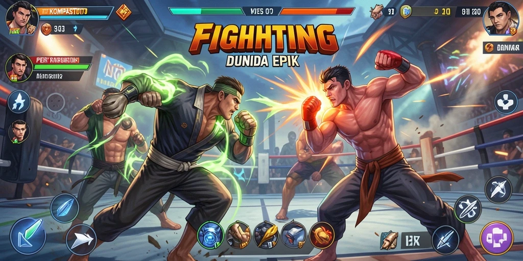 Tampilan gameplay pertarungan seru di KOMPASTOTO.