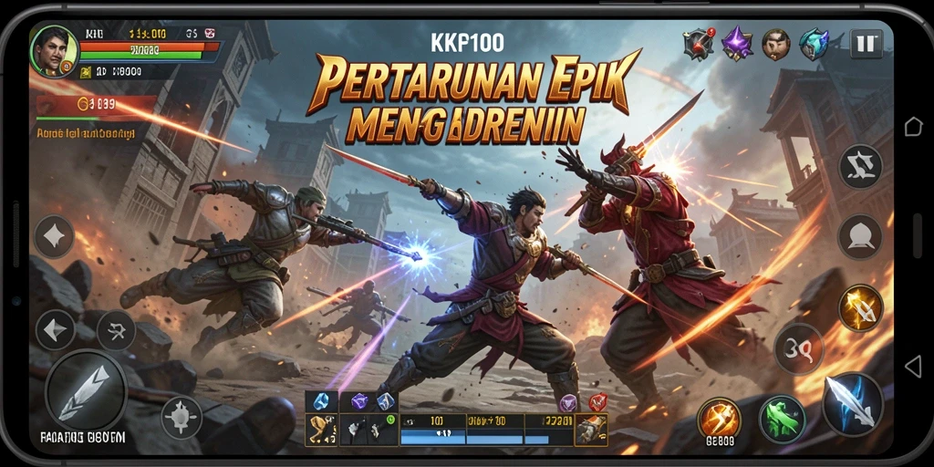 Tangkapan layar KPK100 menampilkan aksi pertarungan seru dan karakter yang kuat.