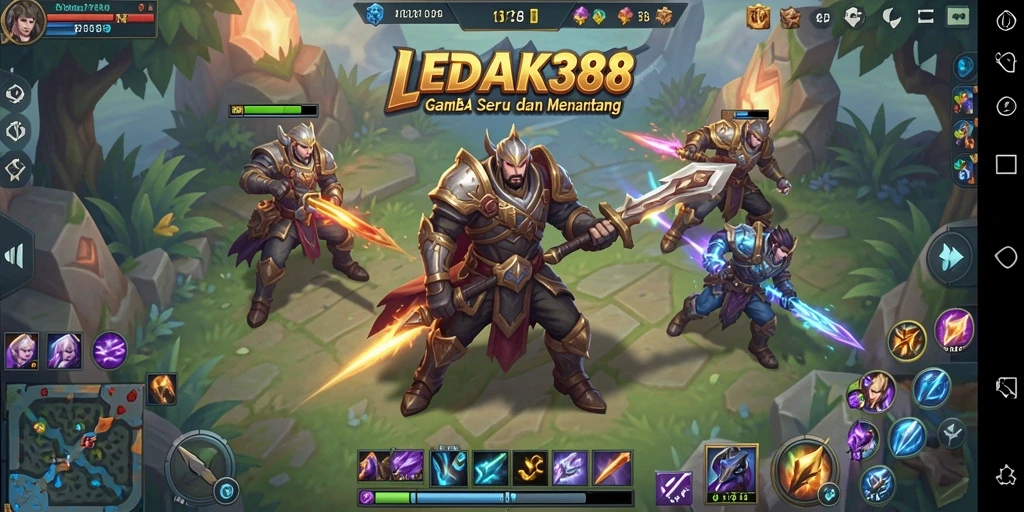 Tampilan seru dari gameplay MOBA LEDAK388.