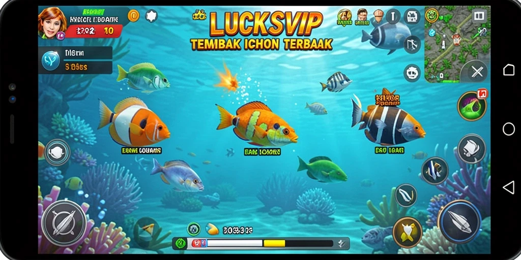 Tampilan gameplay LUCKSVIP dengan aksi tembak ikan yang seru.