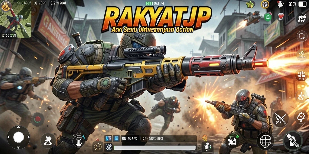Screenshot RAKYATJP menampilkan pertarungan karakter yang intens.