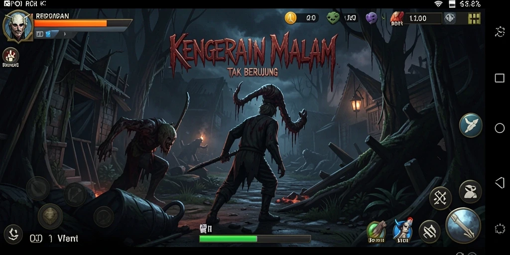 Screenshot gameplay RPOK menampilkan suasana menyeramkan yang mencekam.