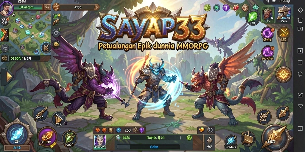 Tampilan gameplay SAYAP33 yang menampilkan karakter beraksi di dunia MMORPG.
