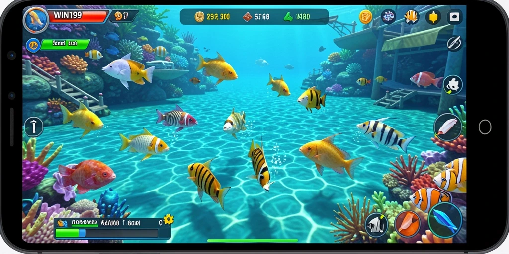 Tampilan gameplay bawah laut yang seru dan mendebarkan di WIN199.