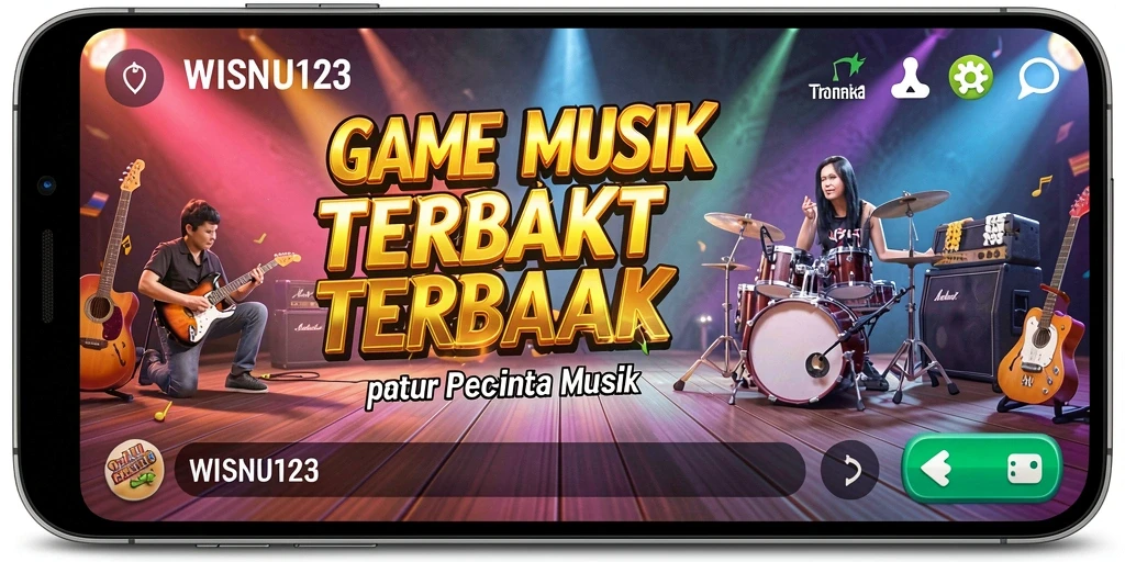 Tangkapan layar gameplay WISNU123 dengan elemen musik interaktif.